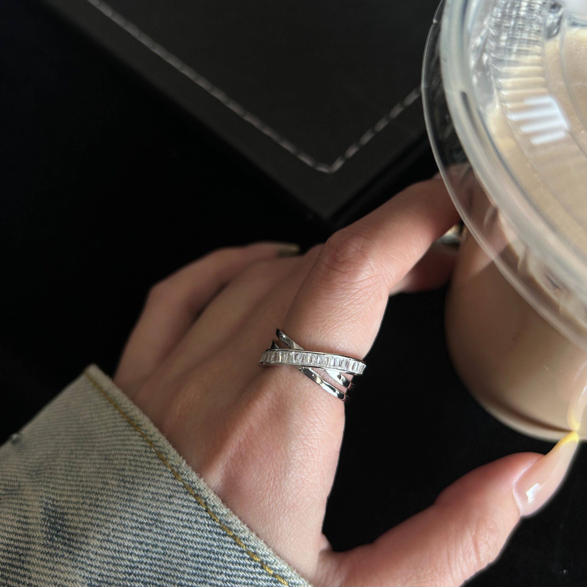 交叉排钻戒甜美高级感轻奢时尚感设计百搭ins个性重工戒指环戒指,饰品/流行首饰/时尚饰品新,戒指/指环,淘宝优惠券,粉丝福利购,淘宝优惠卷