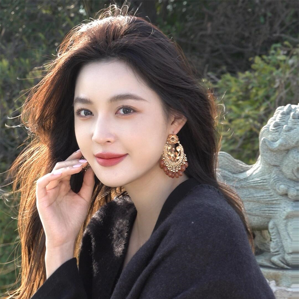 钟楚曦同款异域民族耳环复古波西米亚设计感百搭夸张耳饰镂空耳钉