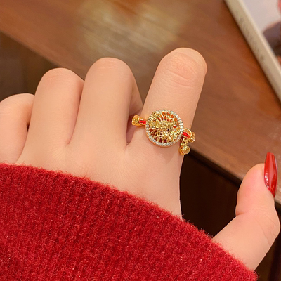 可旋转小马生肖开口戒指女款