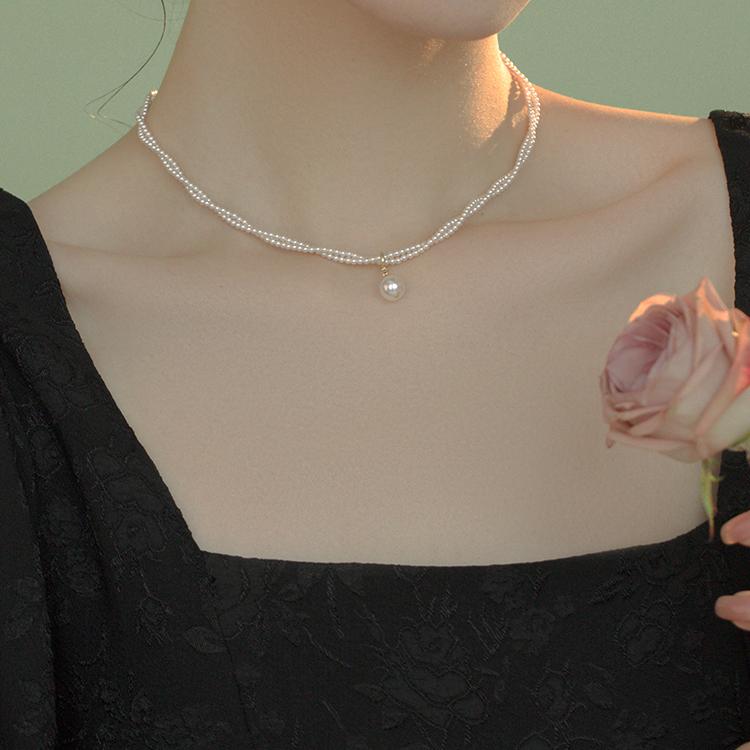 日韩午后酒会法式复古珍珠项链