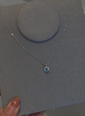 爆闪蓝闪钻小方糖锁骨链轻奢