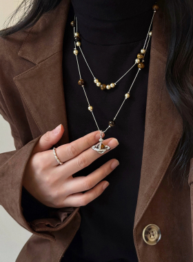 西太后土星串珠双层毛衣链女款