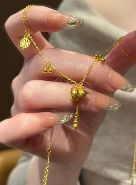 复古国潮双全葫芦锁骨链