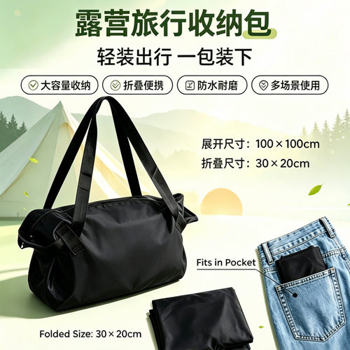 户外折叠露营包｜一片式大容量