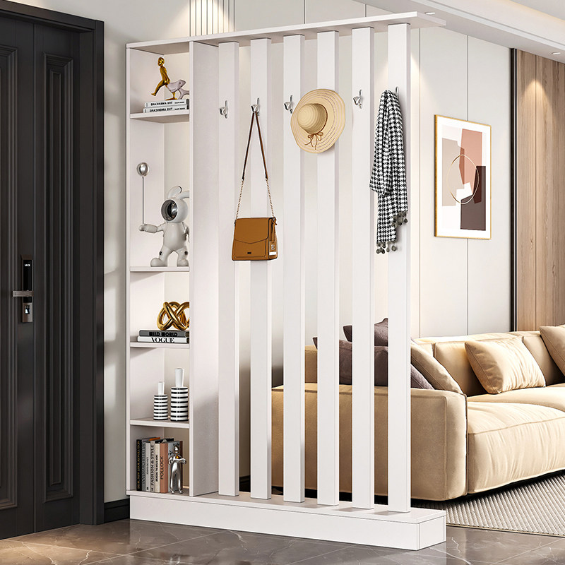 现代简约实木玄关柜落地式隔断柜门厅开放式多功能置物柜可挂衣服