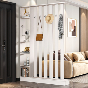 现代简约实木玄关柜落地式隔断柜门厅开放式多功能置物柜可挂衣服
