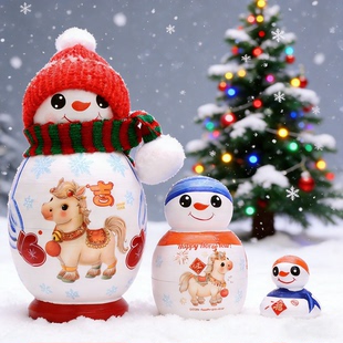 俄罗斯雪人套娃3层15层叠叠乐圣诞女孩男孩卡通哈尔滨满洲里特产