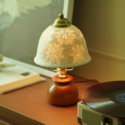 浮雕陶瓷实木卧室小台灯