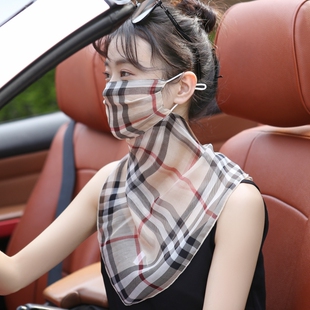 桑蚕丝口罩防晒面罩夏天女时尚纯色围巾遮阳护颈纱巾双层透气