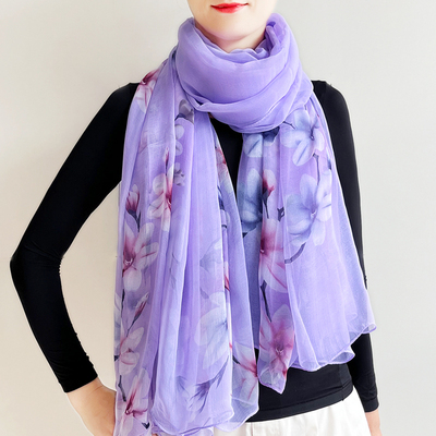 新款鳄鱼丝巾长款洋气纱巾春秋百搭围脖防晒高档时尚围巾沙滩披肩