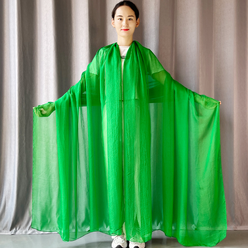 翠绿色丝巾3米加长围巾女秋冬超大高档披肩夏季薄款百搭纯色纱巾