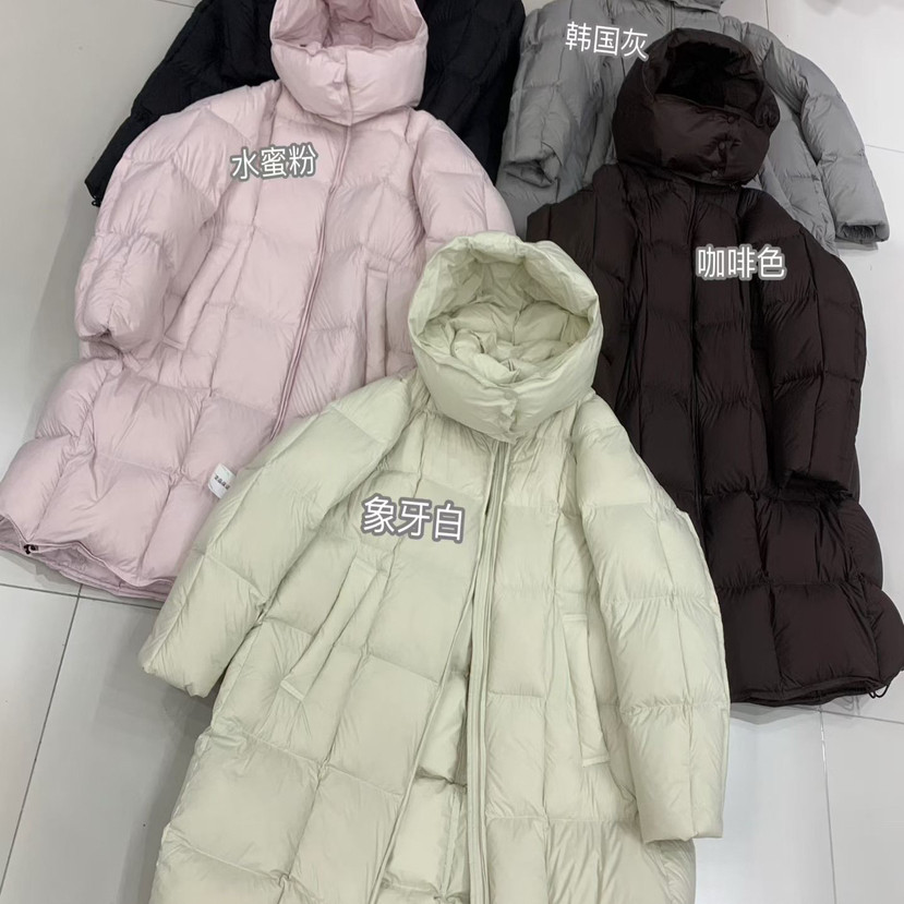 七七冬上新豆腐块大被子简约极简风中长款保暖羽绒服外套617