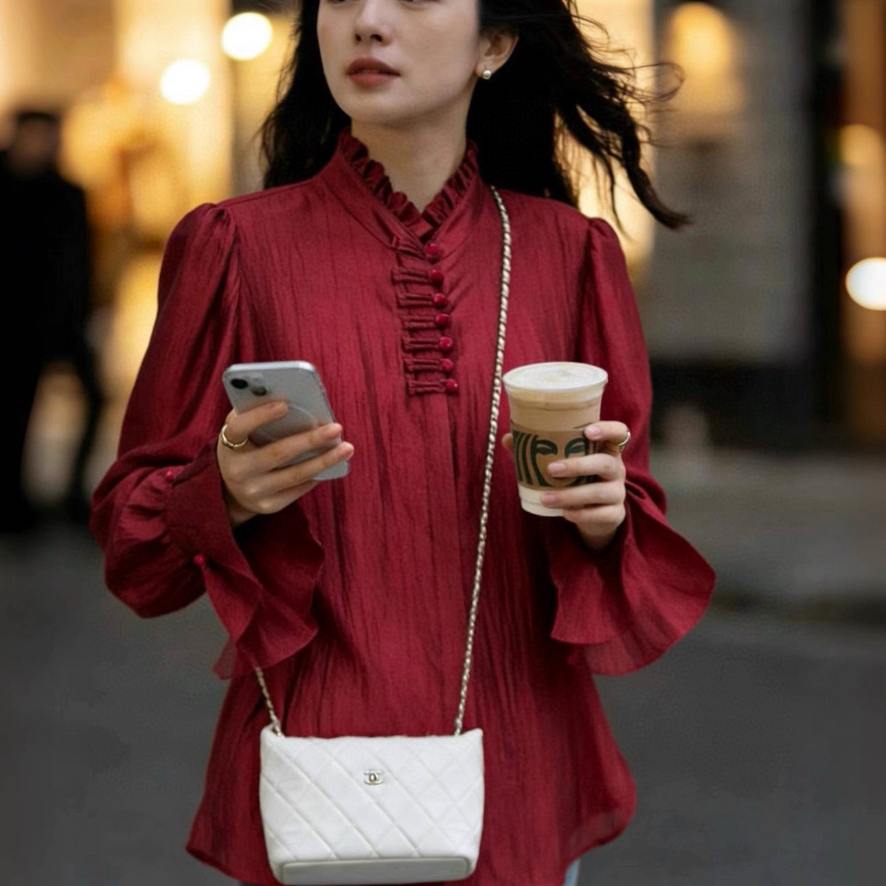 七七26年早春上新立领木耳边盘扣醋酸衬衫(不含任何配件)CY2628,女装/女士精品,T恤,淘宝优惠券,粉丝福利购,淘宝优惠卷