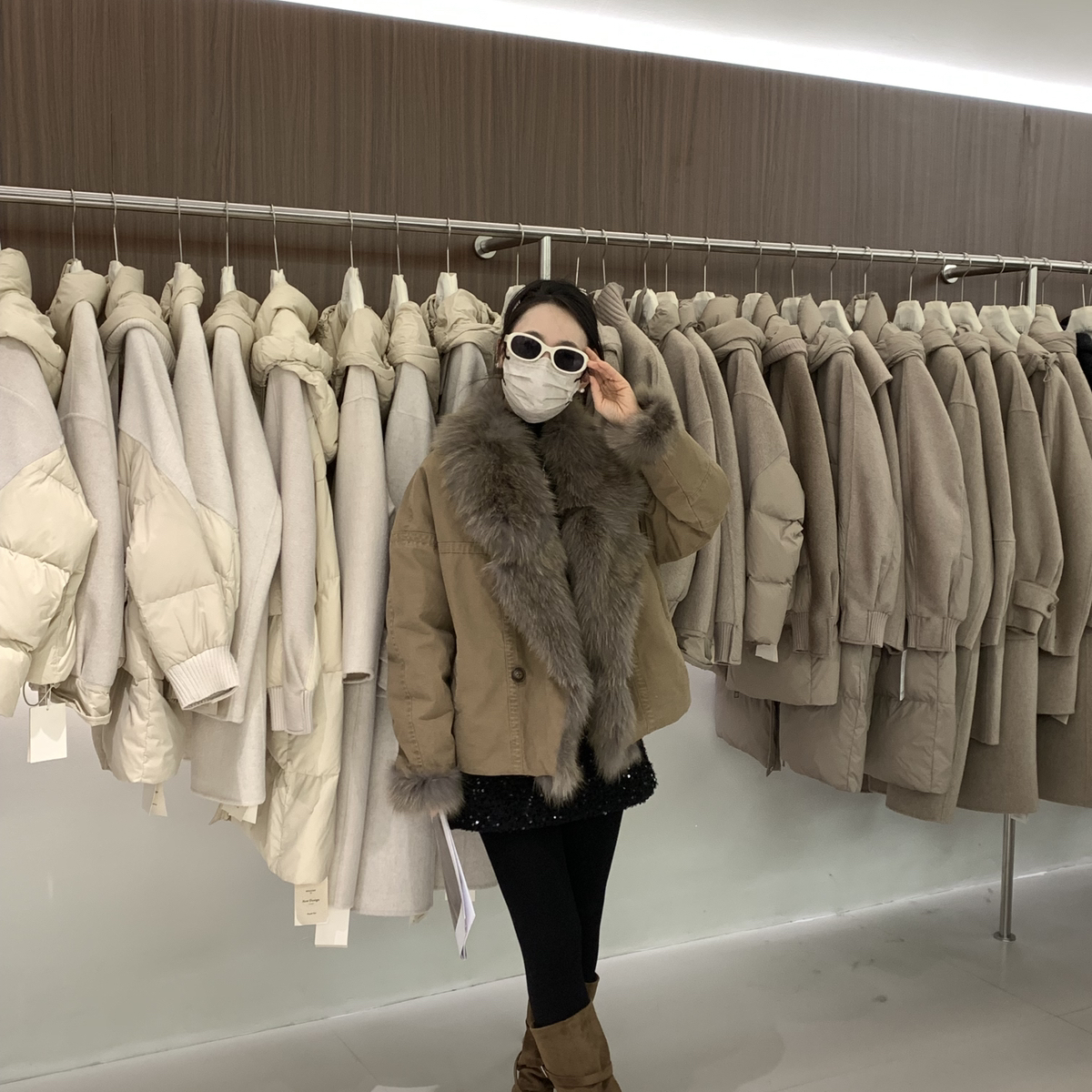 七七上新休闲百搭毛领开襟保暖羽绒服外套(毛毛不可拆卸)L168