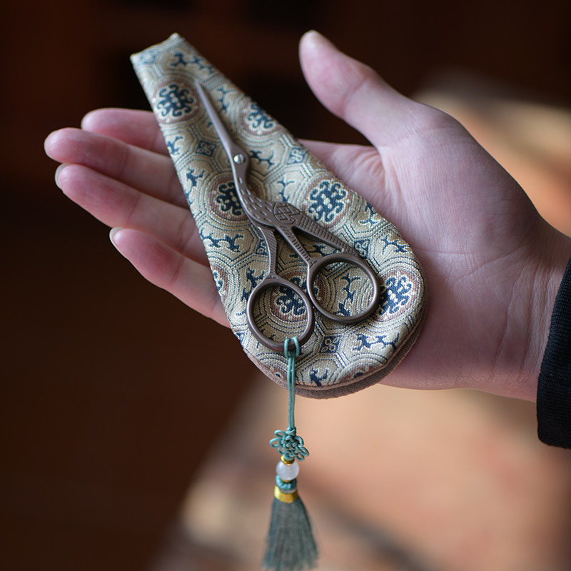 文艺手工精制剪刀布套袋 日式复古鹤形茶叶包剪刀中式茶道零配件,餐饮具,茶道/零配,淘宝优惠券,粉丝福利购,淘宝优惠卷