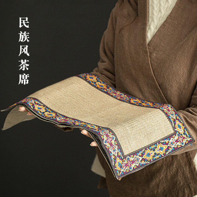 中式民族风茶席桌布麻布桌旗禅意亚麻茶垫干泡茶旗具香席台布配件
