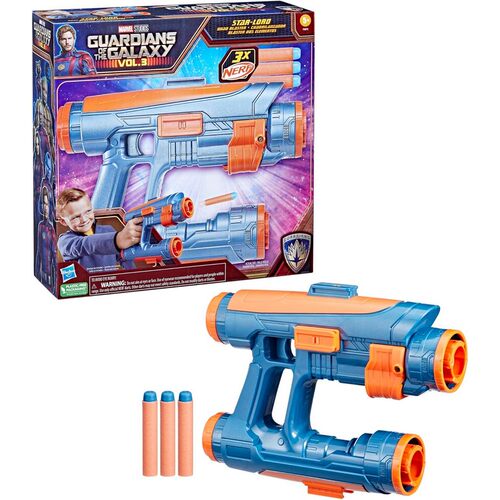孩之宝nerf热火漫威银河护卫队3星爵四管软弹发射器儿童玩具枪