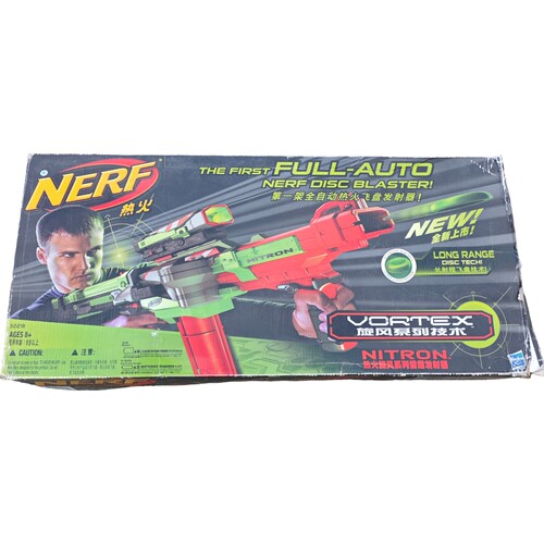 盒损孩之宝NERF热火Vortex Nitron旋风雷霆飞盘碟儿童玩具枪
