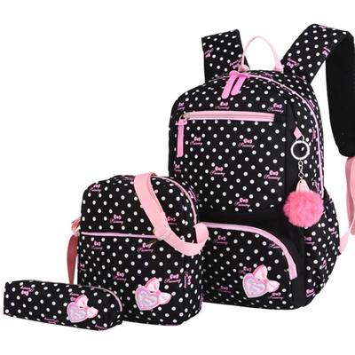 3pcs/set Dot Printing School Bags Backpack Schoolbag Fashion