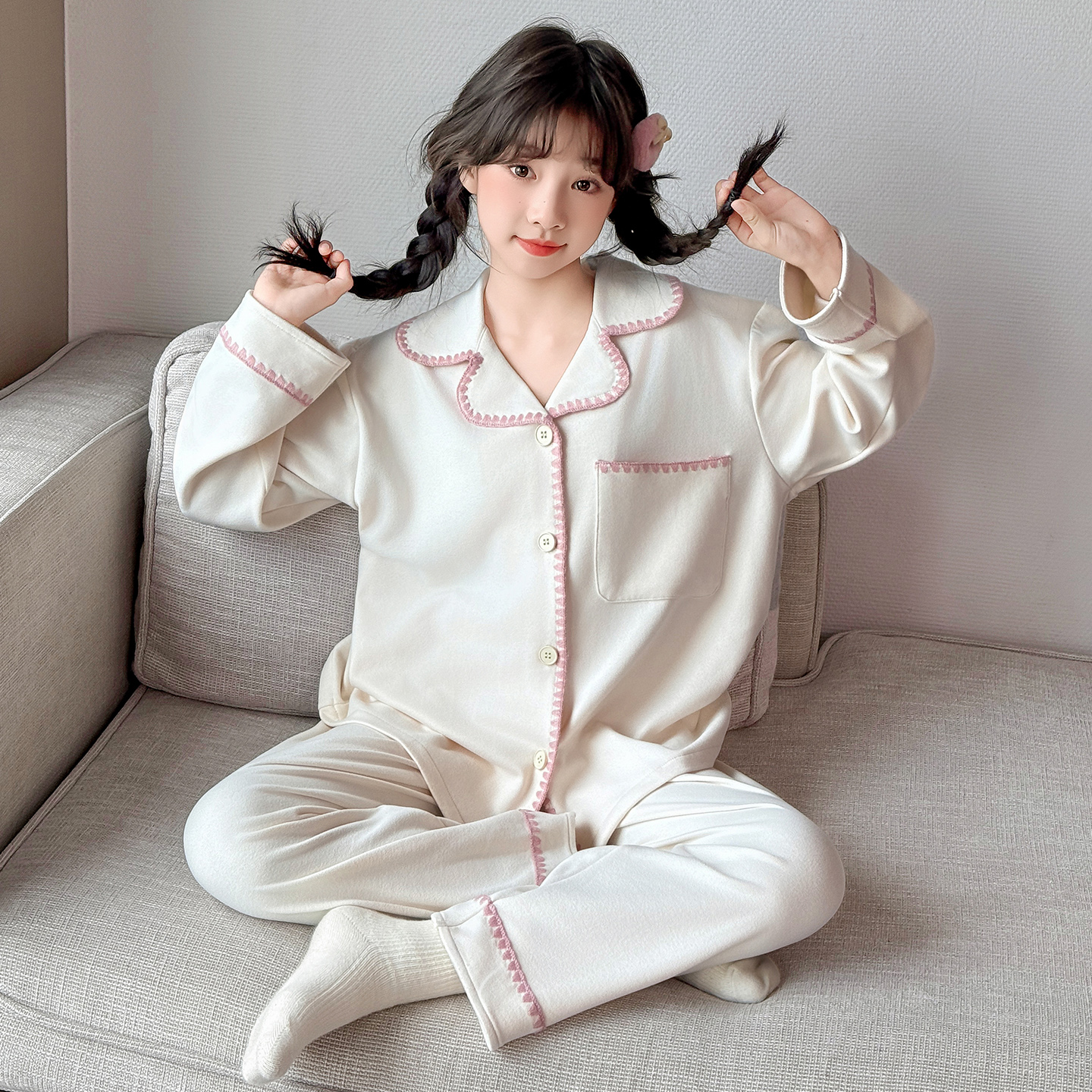 女童睡衣秋冬装暖暖绒德绒家居服