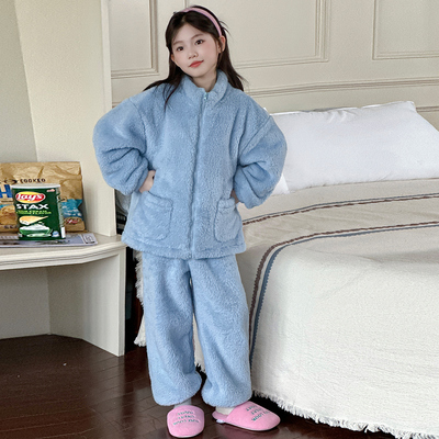 儿童秋冬款家居服双面北极绒睡衣