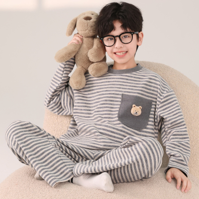男童睡衣套装春秋德绒保暖家居服