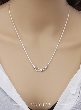 S925银天珠唐卡可拧开项链女轻奢小众裸链锁骨P链气质冷淡风颈链