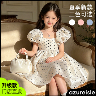 女童夏季新款波点连衣裙儿童生日好看公主裙女孩高级表演礼服裙子