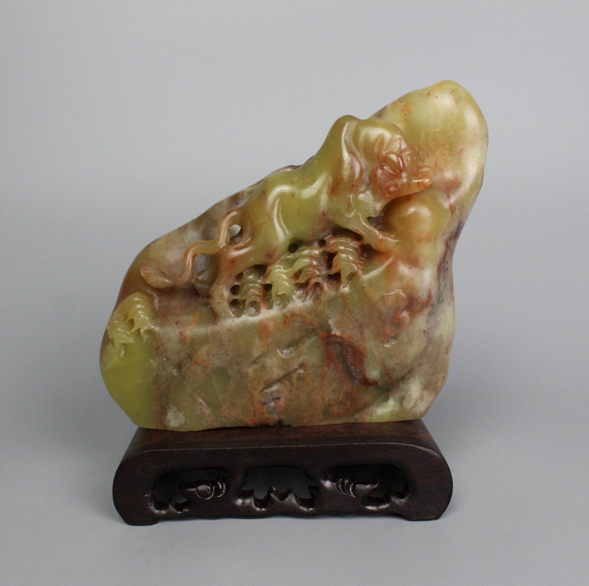 青田石雕刻摆件冲天牛气老挝冻精美纯手工艺术品办公室书房家包邮