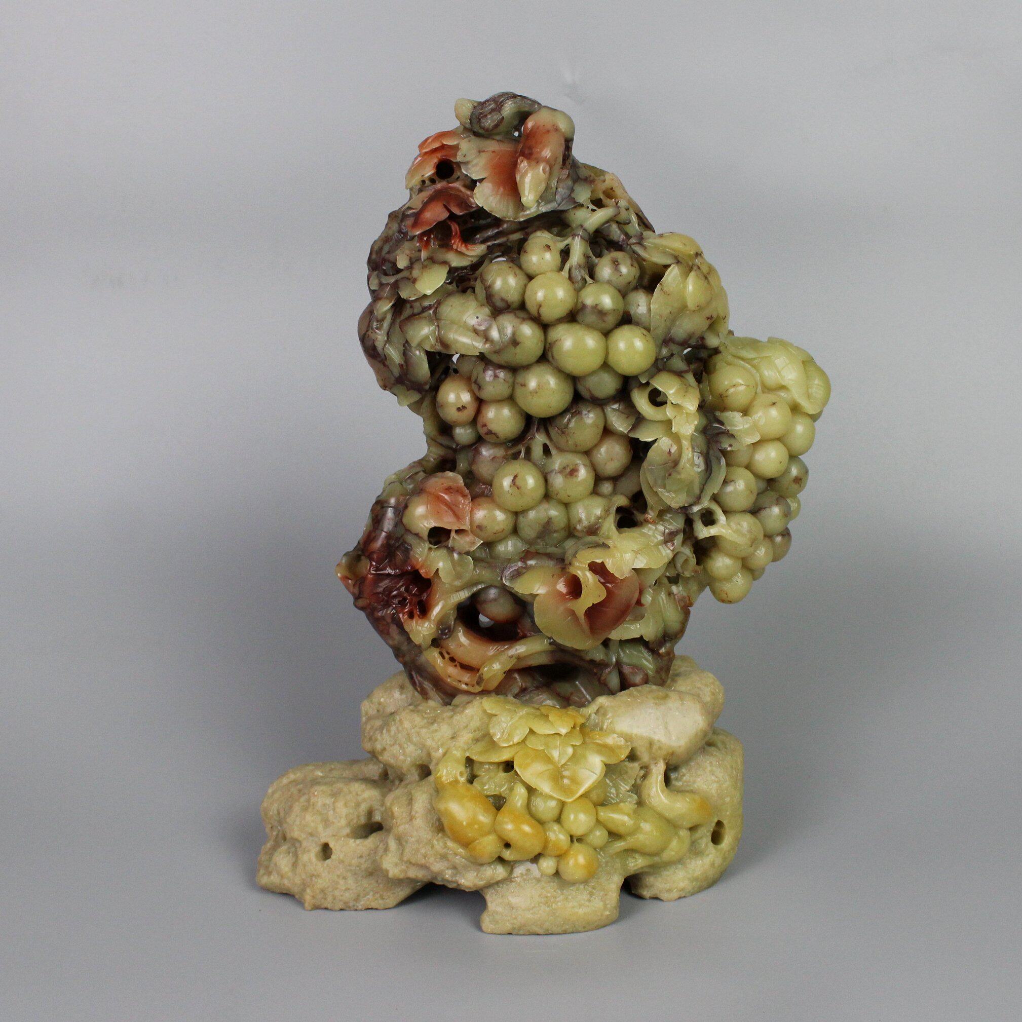 葡萄青田石雕摆件硕果累实彩冻透纯正手工艺真馈赠礼品豆浆磨直销