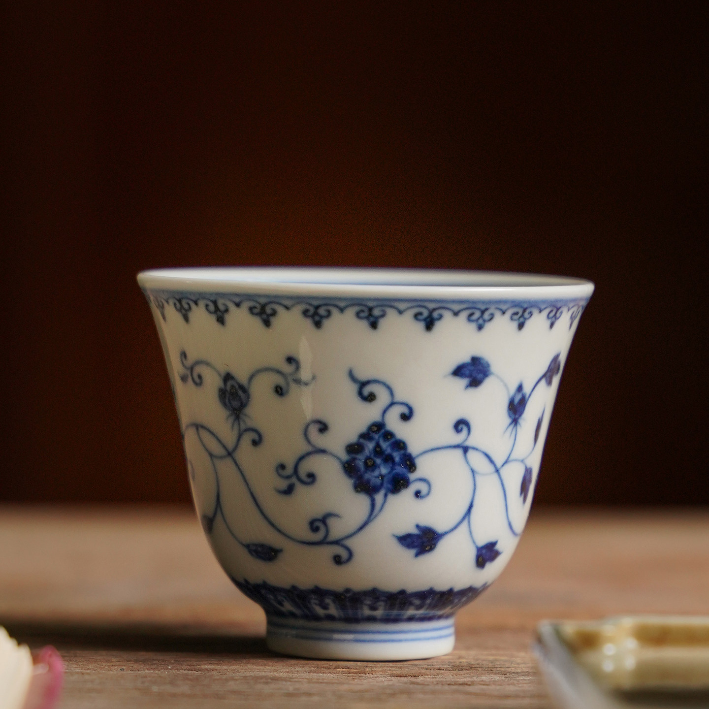 清雨香景德镇手绘青花缠枝铃铛杯 非春风祥玉品茗普洱杯茶具茶器