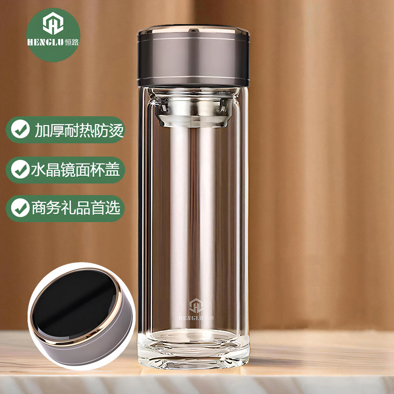 双层玻璃杯商务定制加厚耐热茶杯