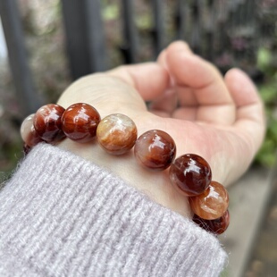 天然红兔毛手链女款 水晶情侣手串礼物饰品简约 单圈百搭小清新时尚