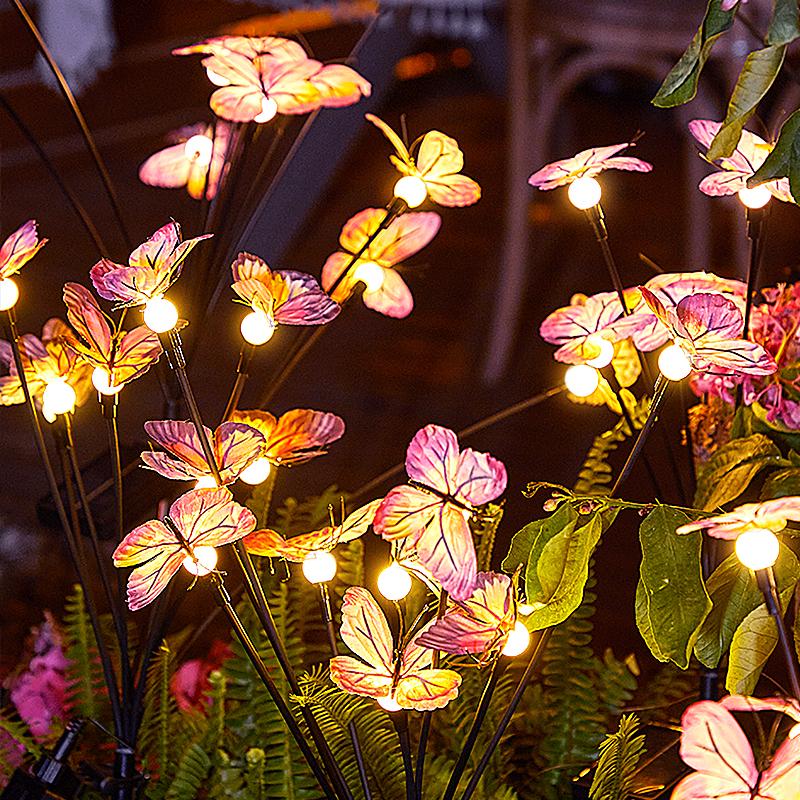 太阳能庭院户外灯家用防水阳台花园院子氛围布置草坪灯蝴蝶地插灯