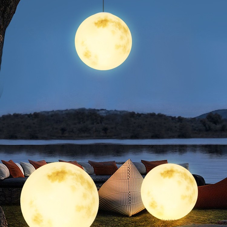 户外太阳能月球灯露营氛围草坪灯花园造景月亮庭院景观装饰落地灯