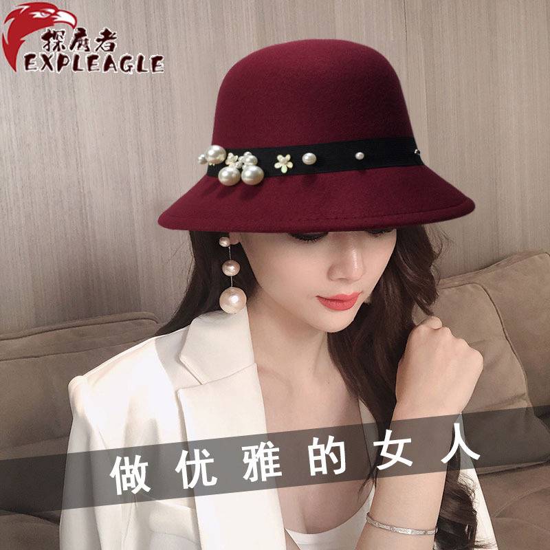 盆帽女 冬天百搭保暖圆顶毛呢帽帽子