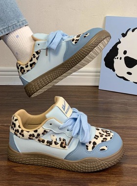 回力蓝色豹纹德训鞋子女2026新款夏季i ns潮轻便软底复古运动板鞋