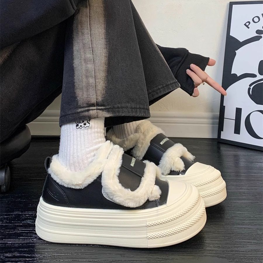 回力女鞋加绒加厚棉鞋2026冬季新款黑白百搭小众厚底休闲保暖板鞋,女鞋,时尚休闲鞋,淘宝优惠券,粉丝福利购,淘宝优惠卷