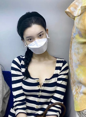 孙智慧韩国定制＂纯爱至上＂清纯甜美日常U领黑白条纹连衣裙