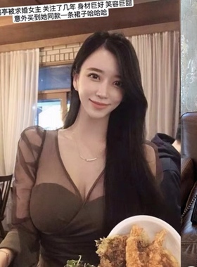 韩国求婚女主*爱人如养花 浇灌如娇惯*巧克力网纱包臀修身连衣裙