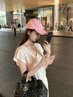 大V领薄透短袖 天丝棉小飞袖 水灵少女t