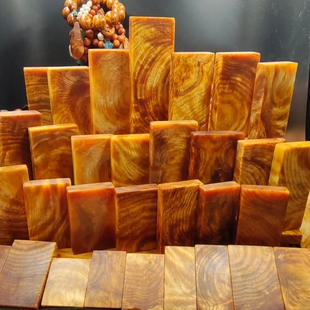 北沉香461平安无事牌文玩手把件 松明子琥珀原木方块手串挂件吊坠