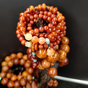 东北松明子手串北沉香琥珀木女男礼物轻奢国潮古风新中式转运佛珠