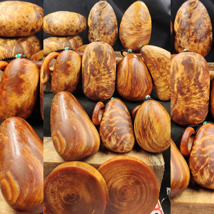 北沉香琥珀木文玩手把玩件东北松明子满油全透原木纯手工串原创摆