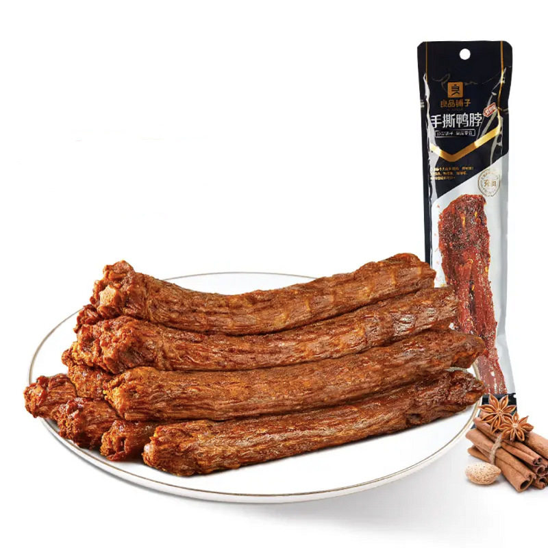 良品铺子香辣味/烧烤味手撕鸭脖60g整根风干鸭脖子下酒菜休闲零食