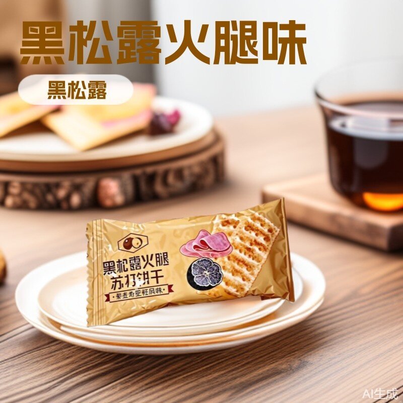 宝宝黑松露火腿苏打饼干芝麻醇香新鲜食材蓬松酥脆独立包装约10g/