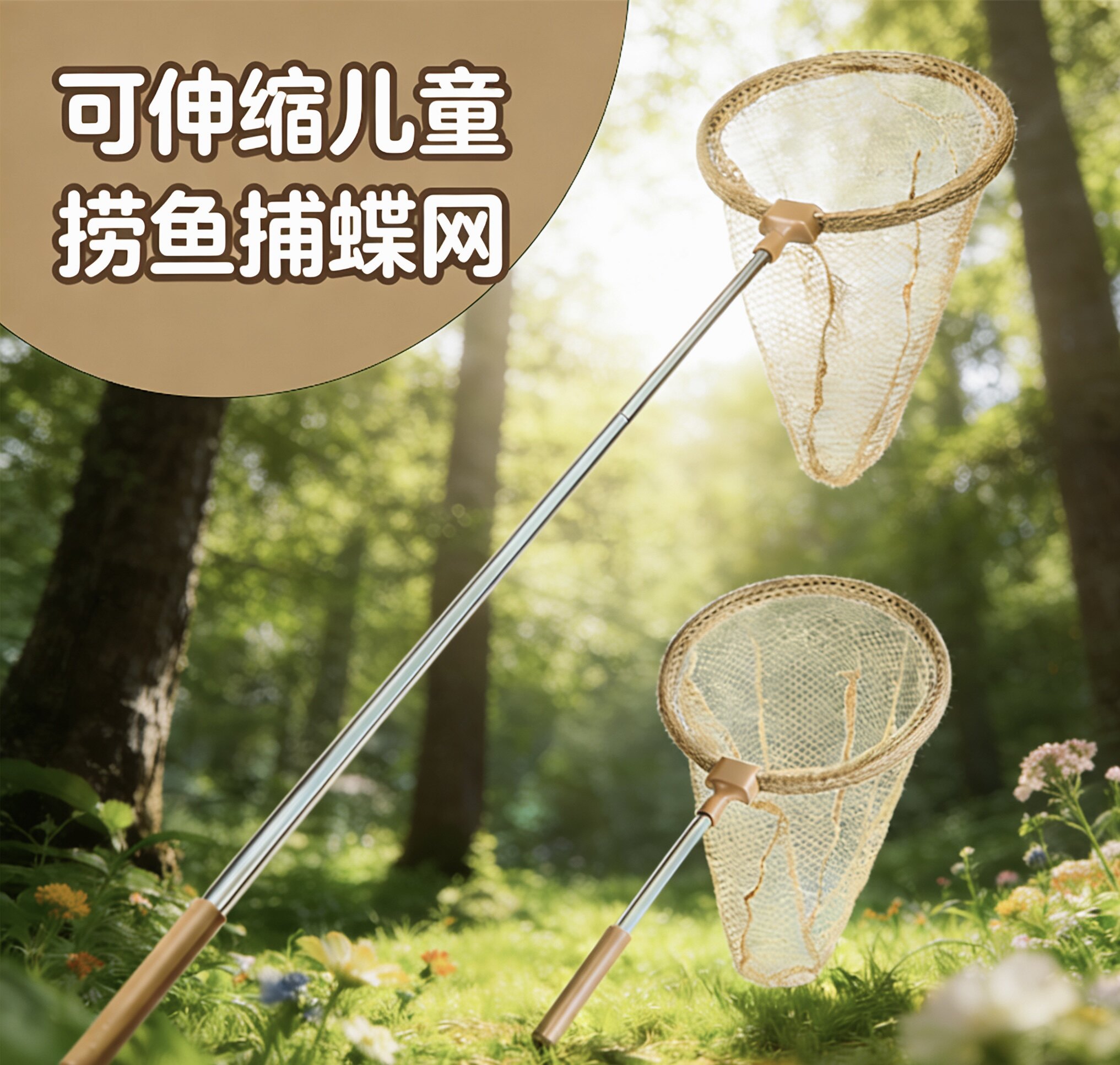 户外儿童捞鱼网可伸缩抄网抓蜻蜓蝴蝶网兜捕虫网小孩捞鱼虾捕蝌蚪