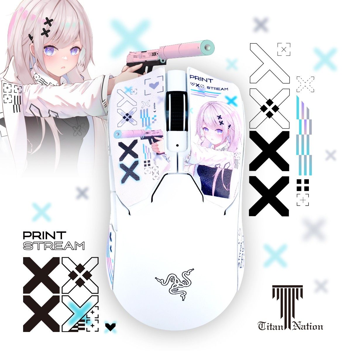 泰坦国度适用于雷蛇毒蝰v2pro泰坦皮鼠标防滑贴蝰蛇v3pro定制贴