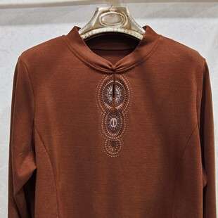 女士打底衫 富千金2532妈妈装 2025秋冬中老年女装 t恤衫 绣花长袖