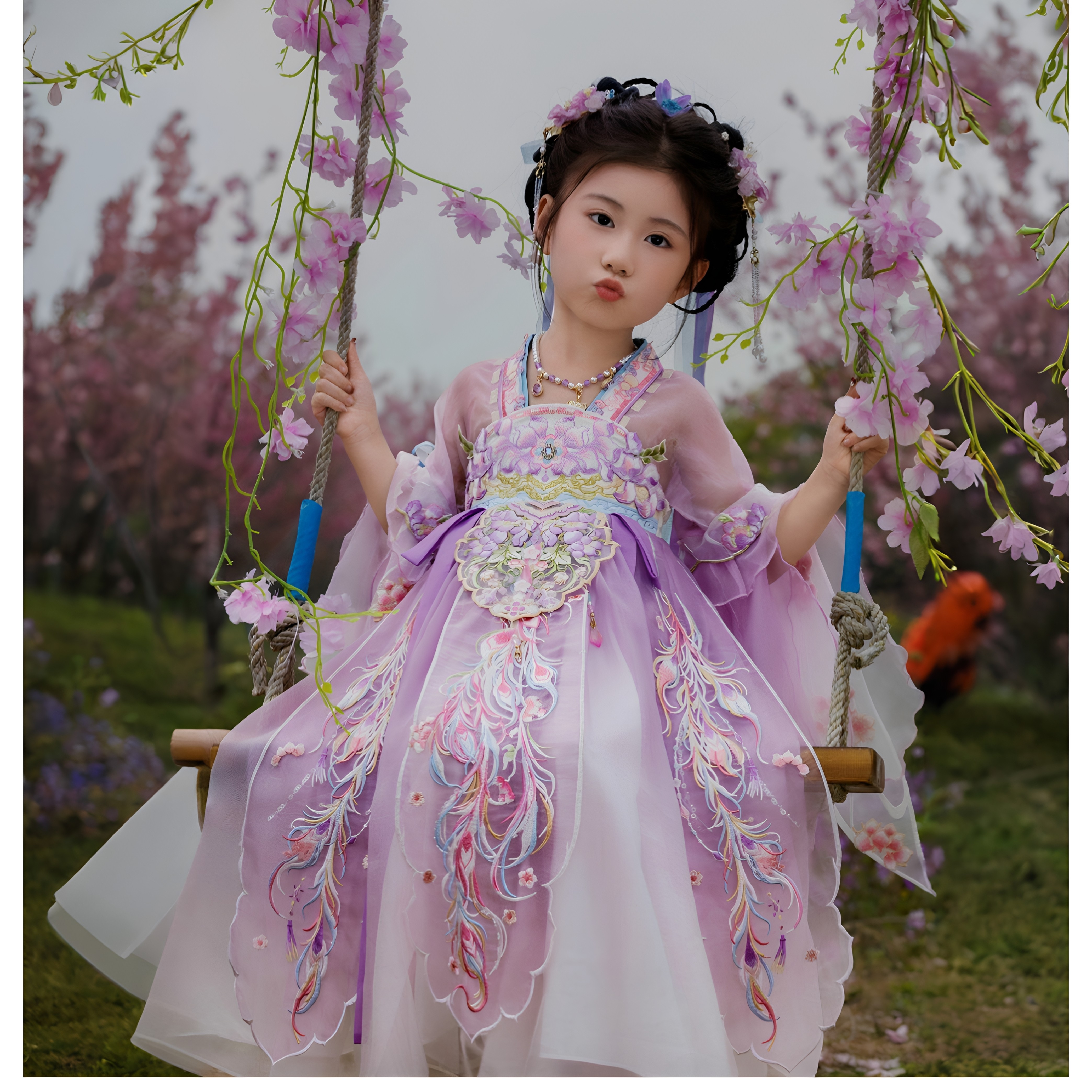 2026夏季新款女童夏季重工刺绣中国风汉服唐制礼服超仙大袖连衣裙